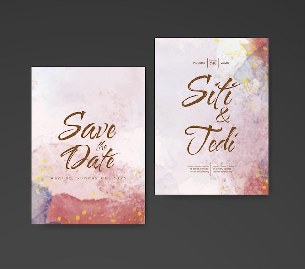 Invitación de boda con fondo de acuarela abstracta