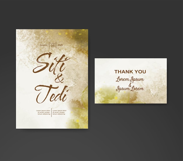 Invitación de boda con fondo de acuarela abstracta
