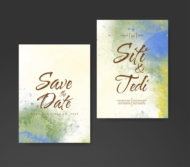 Invitación de boda con fondo de acuarela abstracta