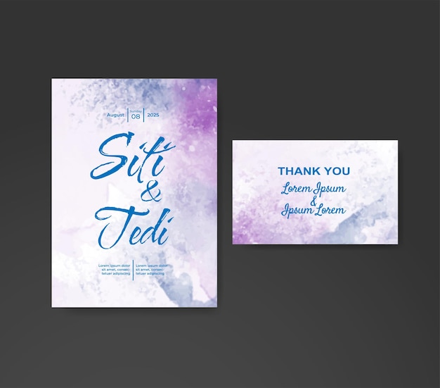 Invitación de boda con fondo de acuarela abstracta