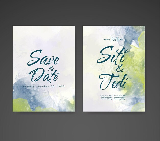 Invitación de boda con fondo de acuarela abstracta