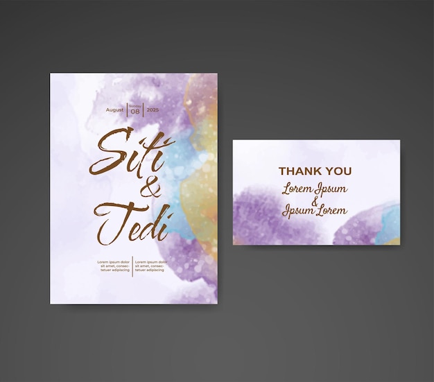 Invitación de boda con fondo de acuarela abstracta
