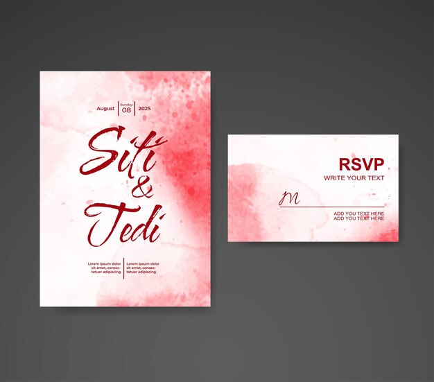 Invitación de boda con fondo de acuarela abstracta