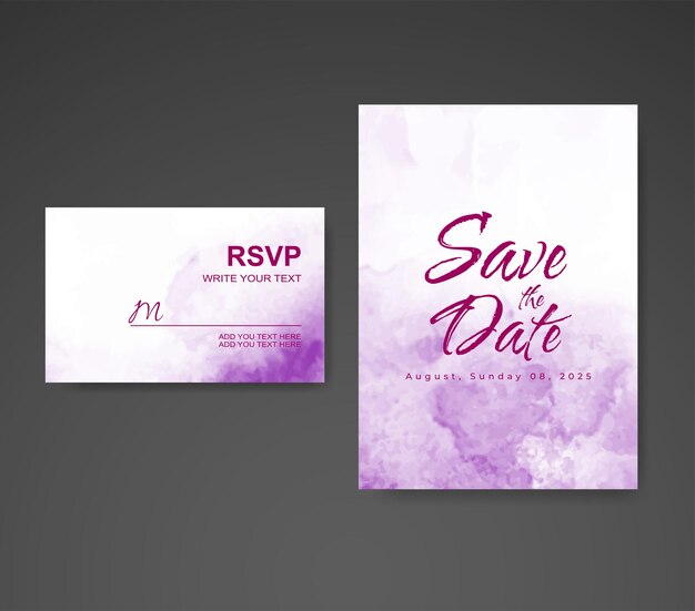 Invitación de boda con fondo de acuarela abstracta