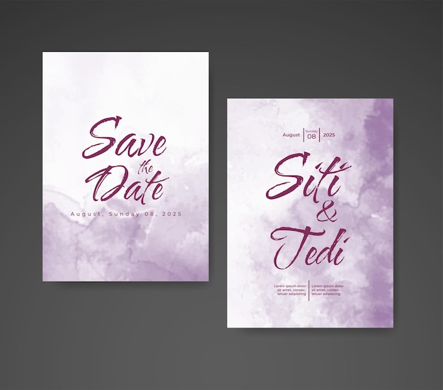 Invitación de boda con fondo de acuarela abstracta
