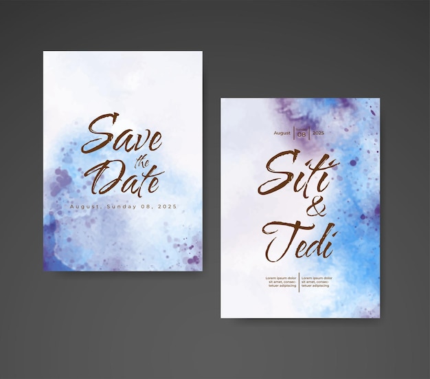 Invitación de boda con fondo de acuarela abstracta
