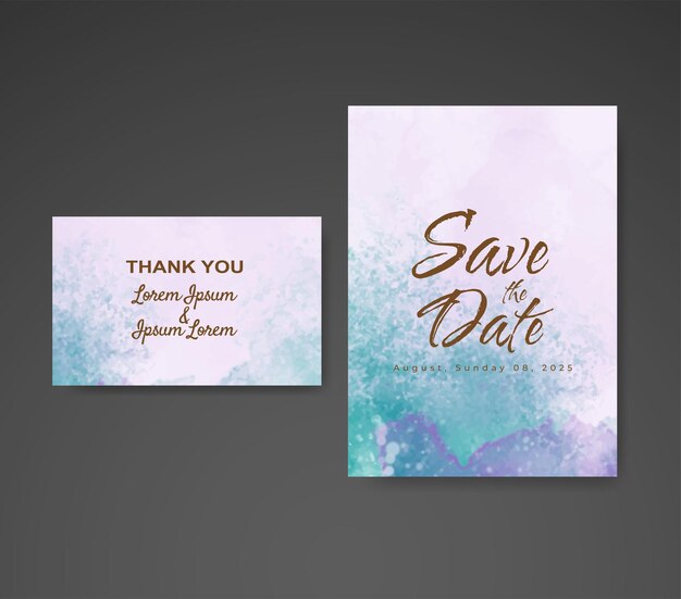 Invitación de boda con fondo de acuarela abstracta