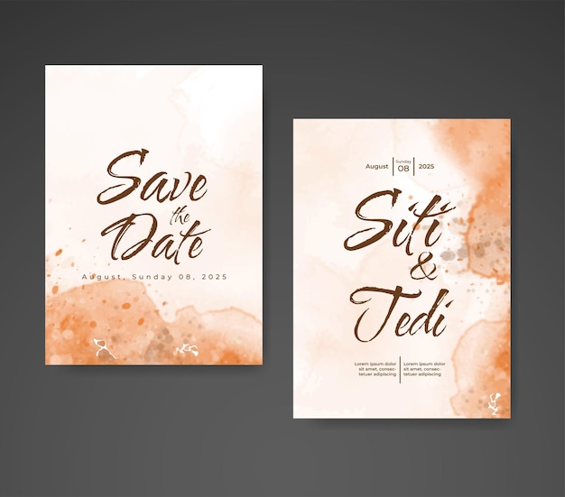 Invitación de boda con fondo de acuarela abstracta