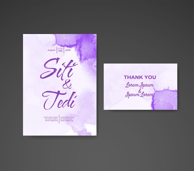 Invitación de boda con fondo de acuarela abstracta