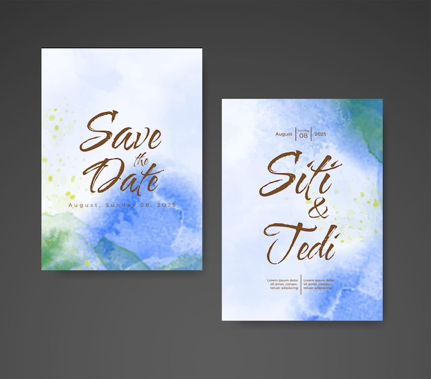 Invitación de boda con fondo de acuarela abstracta