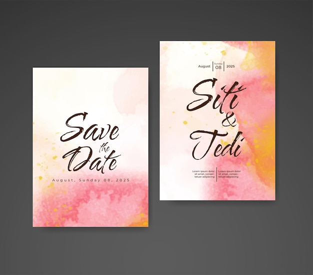 Invitación de boda con fondo de acuarela abstracta