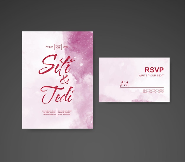 Invitación de boda con fondo de acuarela abstracta