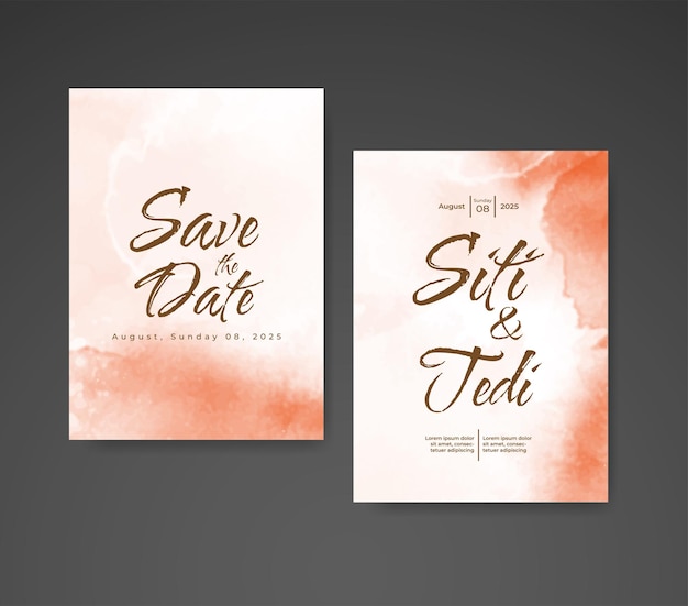 Invitación de boda con fondo de acuarela abstracta