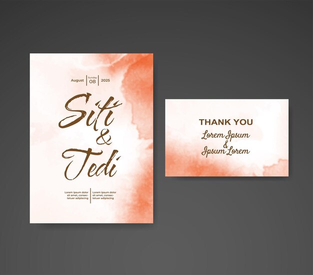 Invitación de boda con fondo de acuarela abstracta