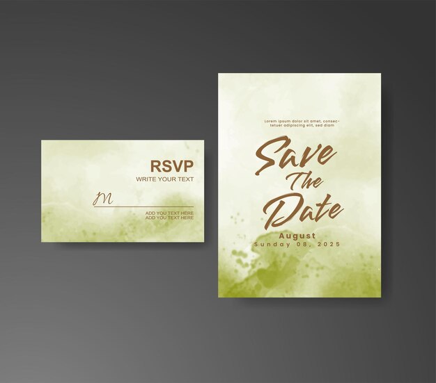 Invitación de boda con fondo de acuarela abstracta