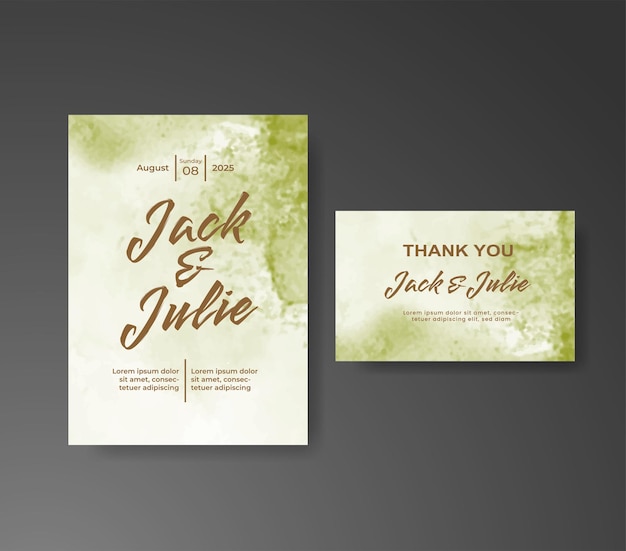 Invitación de boda con fondo de acuarela abstracta