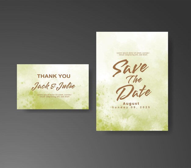 Invitación de boda con fondo de acuarela abstracta
