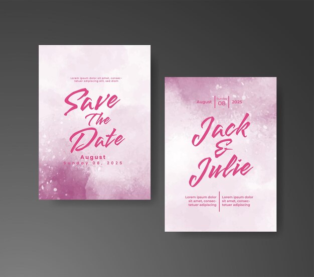 Invitación de boda con fondo de acuarela abstracta