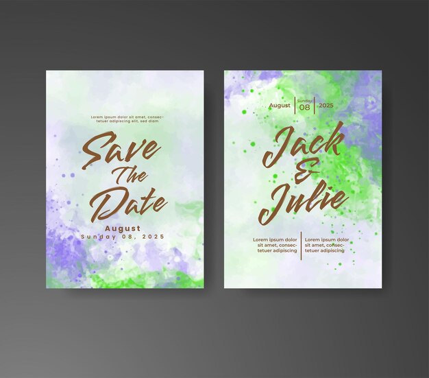 Invitación de boda con fondo de acuarela abstracta