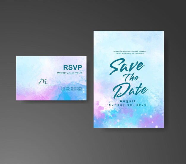 Invitación de boda con fondo de acuarela abstracta