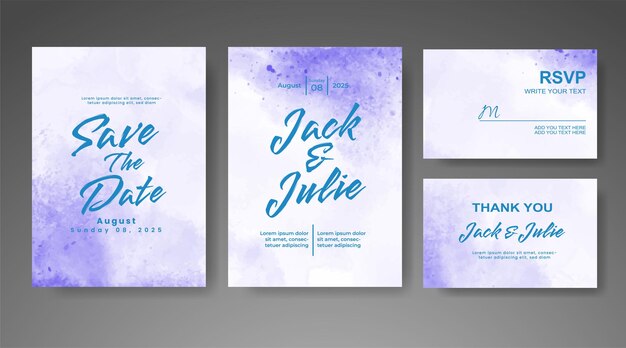 Invitación de boda con fondo de acuarela abstracta