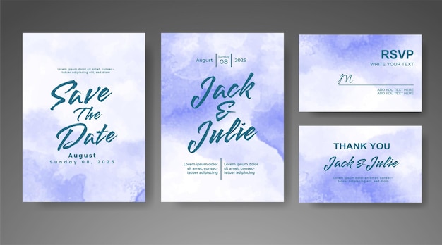 Invitación de boda con fondo de acuarela abstracta