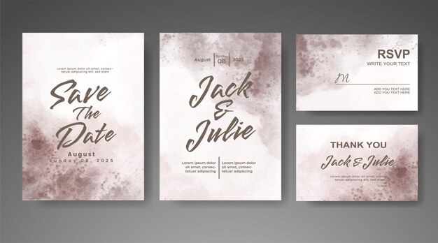 Invitación de boda con fondo de acuarela abstracta
