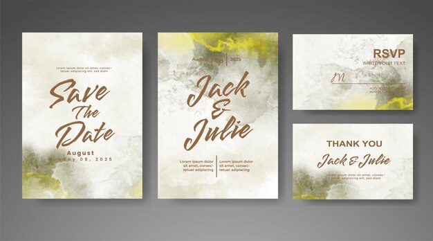Invitación de boda con fondo de acuarela abstracta