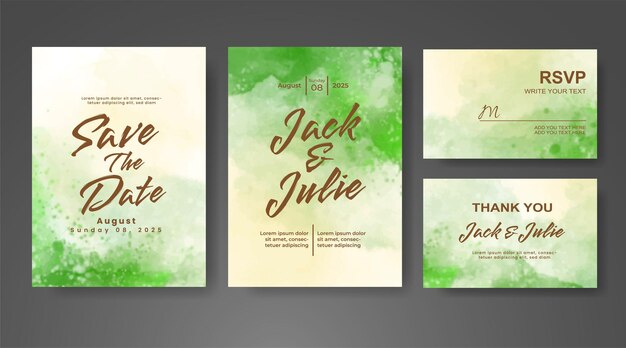 Invitación de boda con fondo de acuarela abstracta
