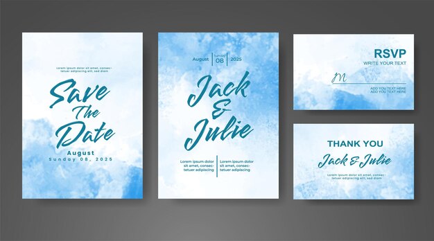 Invitación de boda con fondo de acuarela abstracta