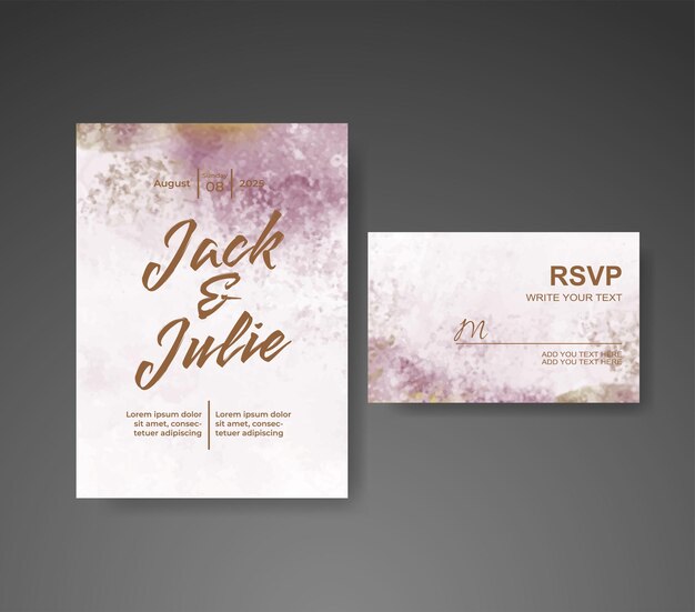 Invitación de boda con fondo de acuarela abstracta