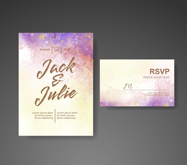 Invitación de boda con fondo de acuarela abstracta