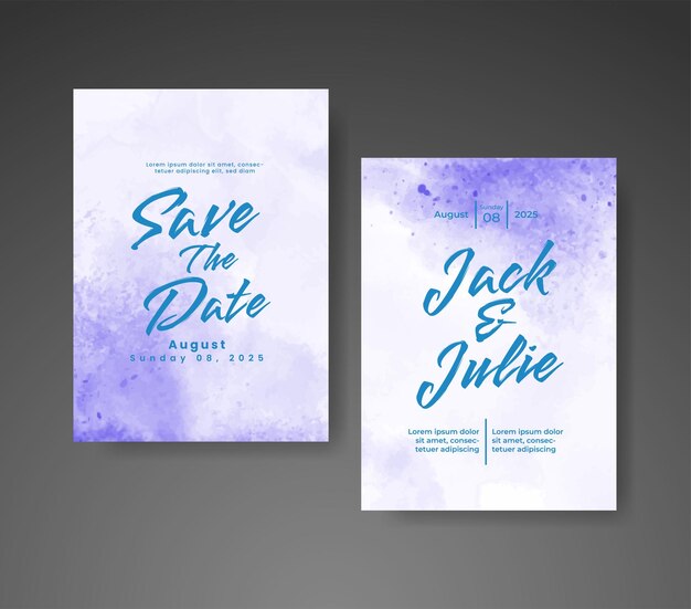 Invitación de boda con fondo de acuarela abstracta