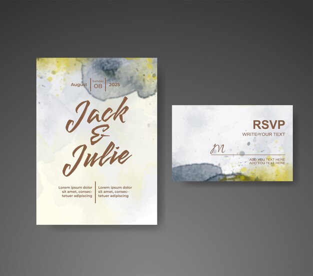 Invitación de boda con fondo de acuarela abstracta