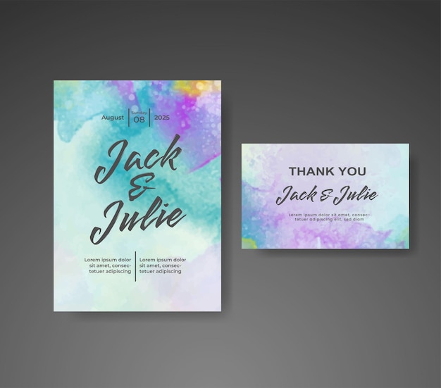 Invitación de boda con fondo de acuarela abstracta