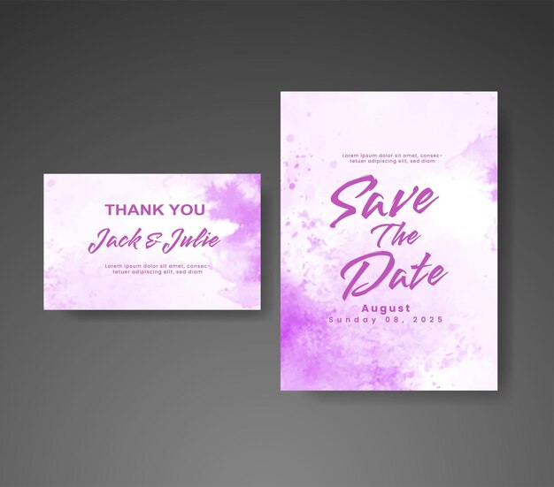 Invitación de boda con fondo de acuarela abstracta