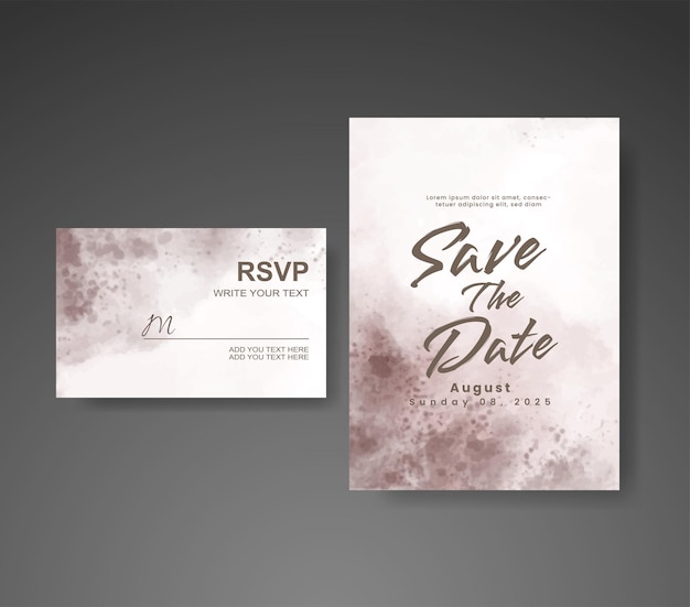 Invitación de boda con fondo de acuarela abstracta