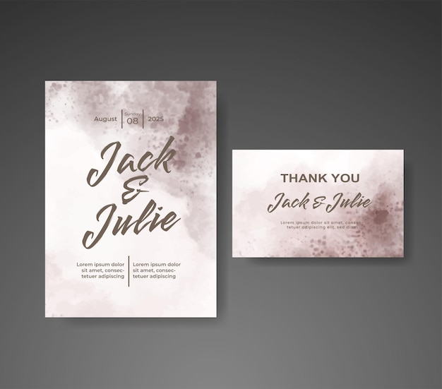 Invitación de boda con fondo de acuarela abstracta