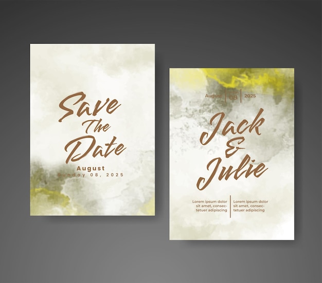 Invitación de boda con fondo de acuarela abstracta