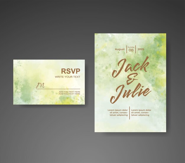 Invitación de boda con fondo de acuarela abstracta