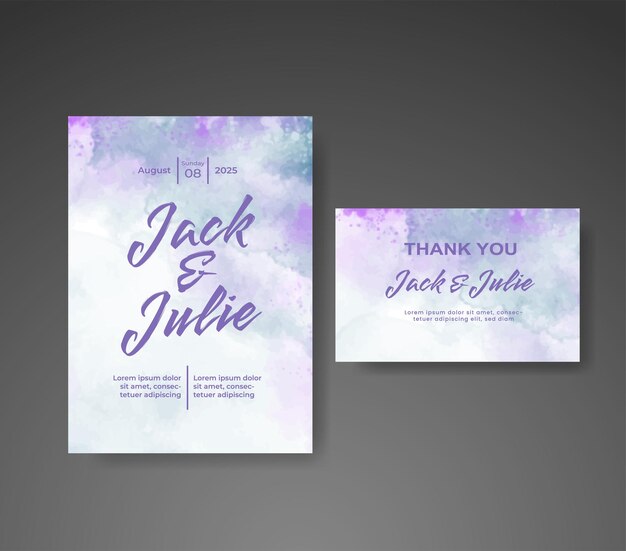 Invitación de boda con fondo de acuarela abstracta