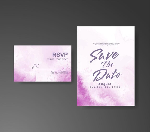 Invitación de boda con fondo de acuarela abstracta