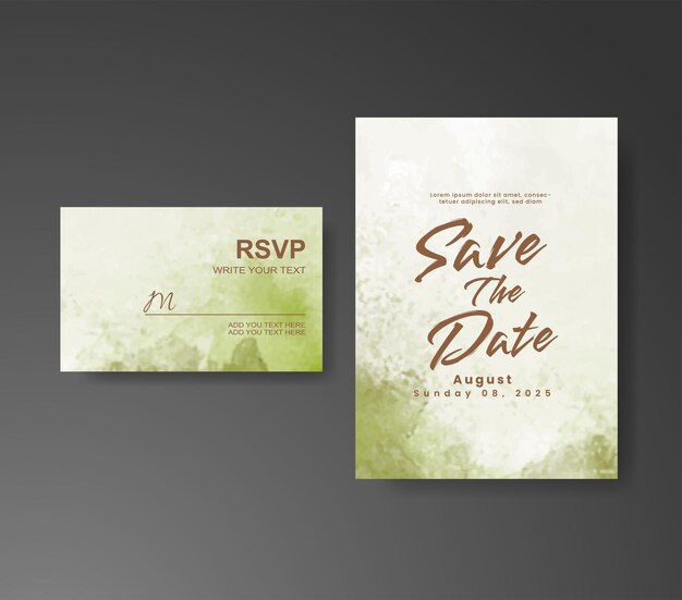 Invitación de boda con fondo de acuarela abstracta