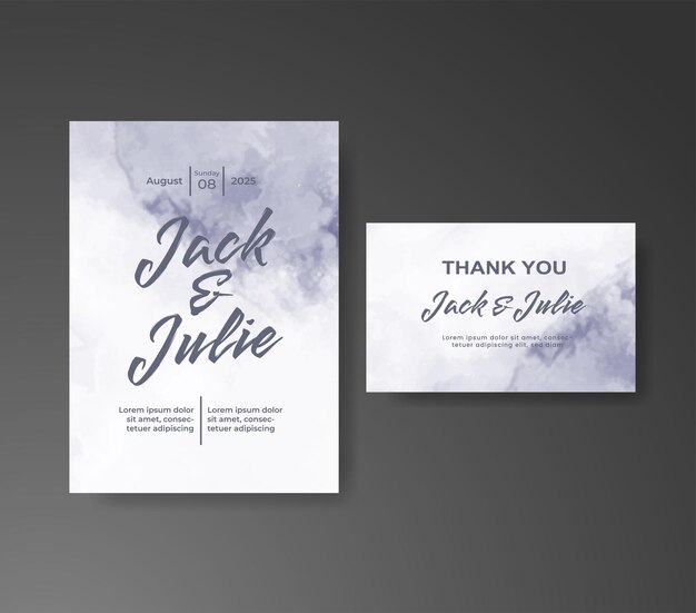 Invitación de boda con fondo de acuarela abstracta