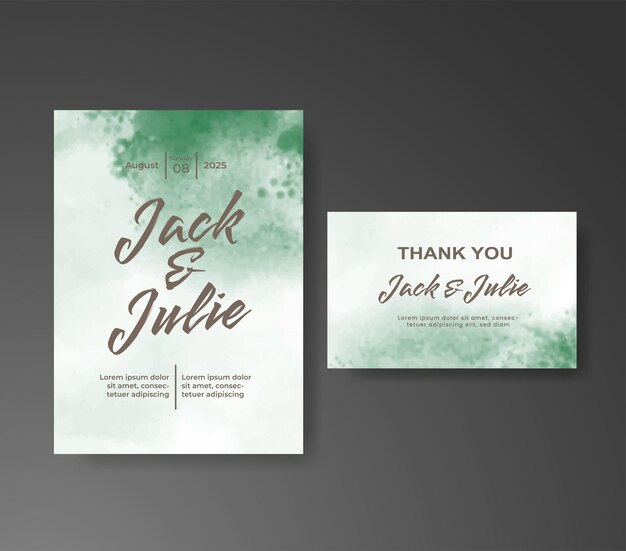 Invitación de boda con fondo de acuarela abstracta