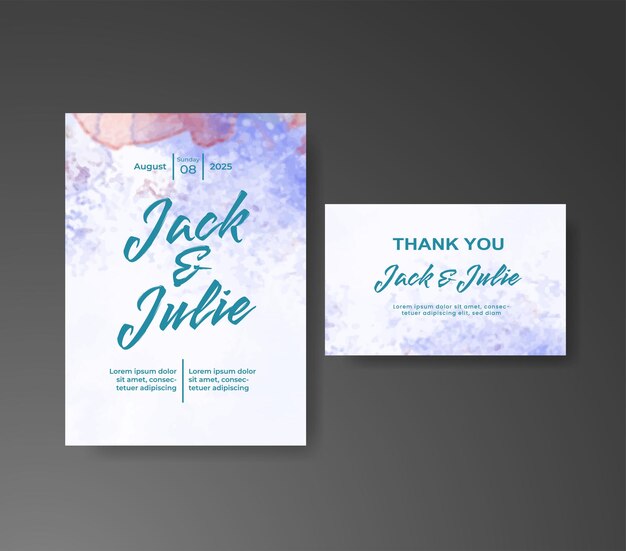 Invitación de boda con fondo de acuarela abstracta