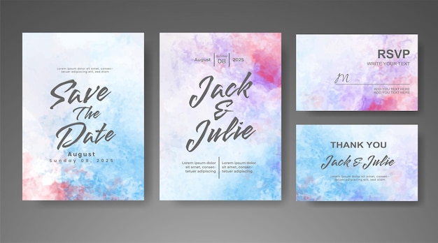 Invitación de boda con fondo de acuarela abstracta