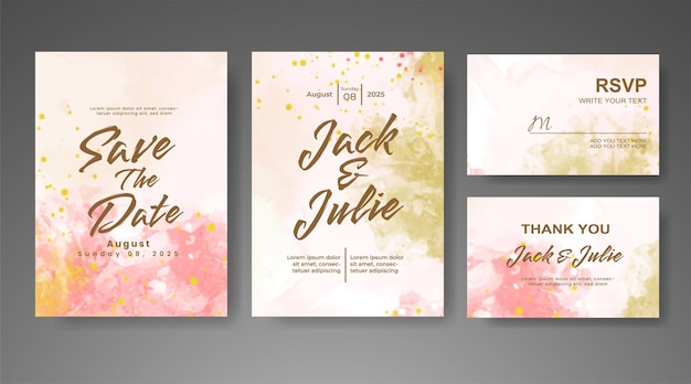 Invitación de boda con fondo de acuarela abstracta