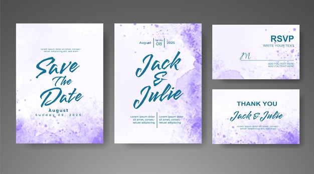 Invitación de boda con fondo de acuarela abstracta