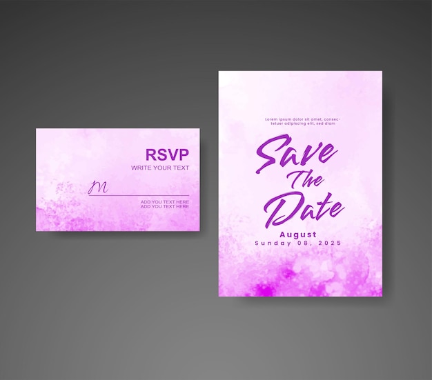 Invitación de boda con fondo de acuarela abstracta